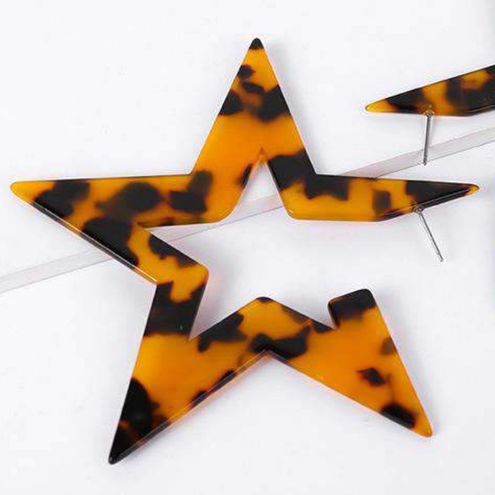 Acrylic Tortoise Star Earrings - Picture 3 of 3